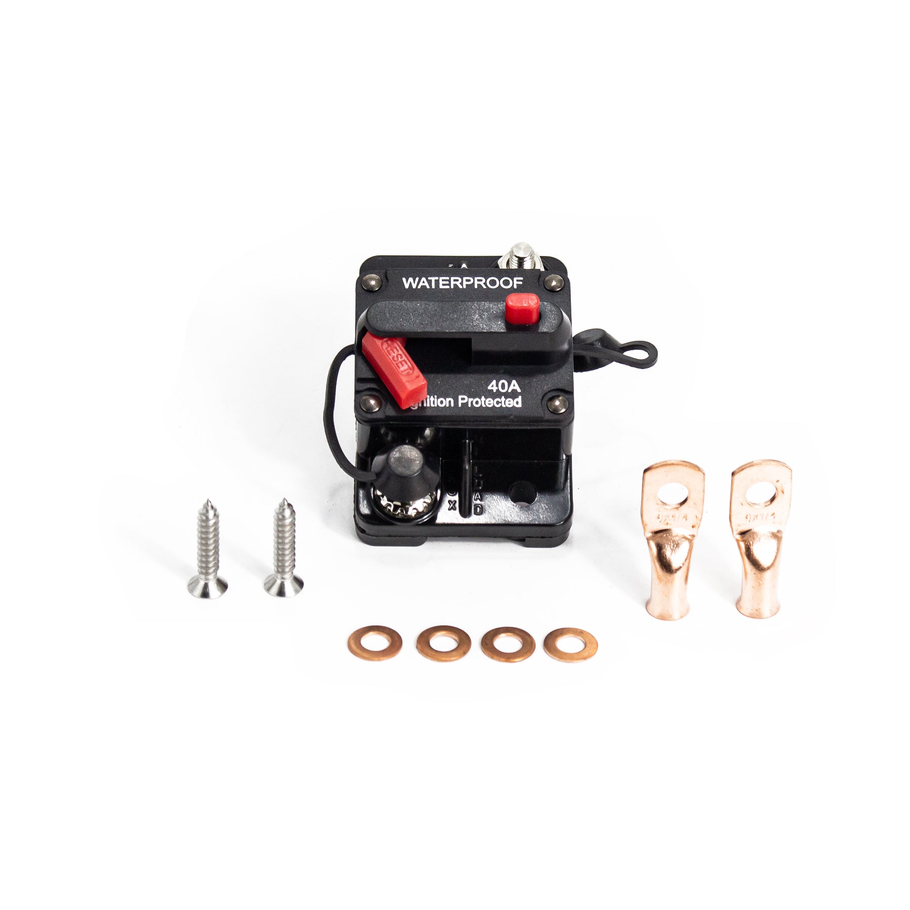 Red Wolf Circuit Breaker - 40 Amp - 12-48 Volt - Waterproof Route One Trailers
