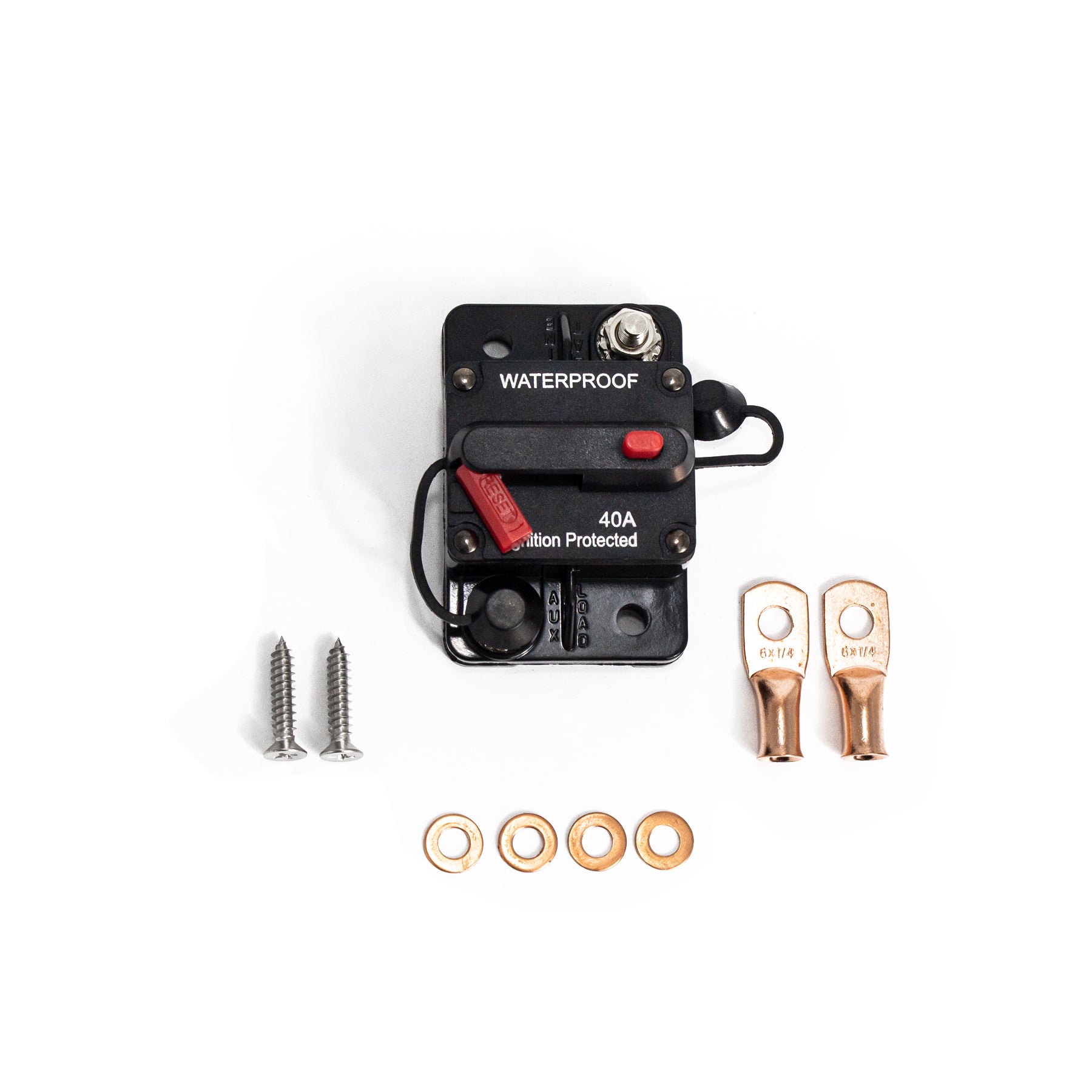 Red Wolf Circuit Breaker - 40 Amp - 12-48 Volt - Waterproof Route One Trailers